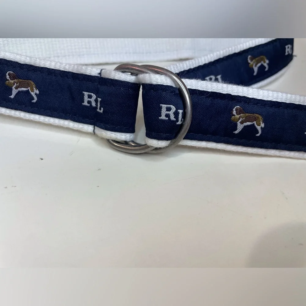Ralph Lauren Boy’s Blue and White Dog Ribbon Belt Size‎ 3M